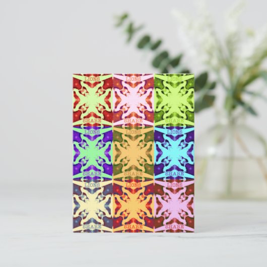 アフリカ市松模様にアポップ・アートの芸術文化カラフルパターン ポストカード (スタンド正面)