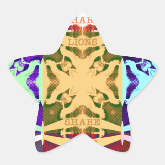 アフリカ市松模様にアポップ・アートの芸術文化カラフルパターン 星シール (正面)