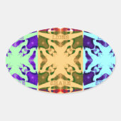 アフリカ市松模様にアポップ・アートの芸術文化カラフルパターン 楕円形シール (正面)