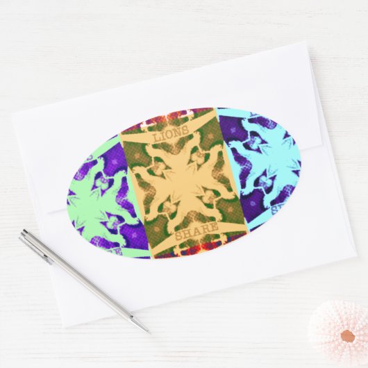 アフリカ市松模様にアポップ・アートの芸術文化カラフルパターン 楕円形シール (封筒)