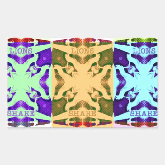 アフリカ市松模様にアポップ・アートの芸術文化カラフルパターン 長方形シール (正面)