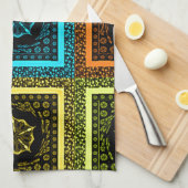 アフリカ市松模様にパターンアートプリント キッチンタオル (四つ折り)