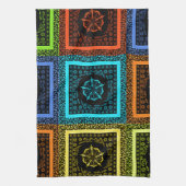 アフリカ市松模様にパターンアートプリント キッチンタオル (縦)