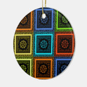 アフリカ市松模様にパターンアートプリント セラミックオーナメント (左)