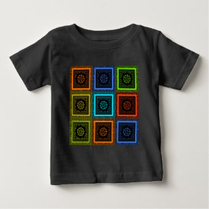 アフリカ市松模様にパターンアートプリント ベビーTシャツ