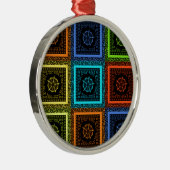 アフリカ市松模様にパターンアートプリント メタルオーナメント (右)