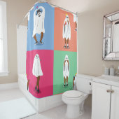 アフリカ幽霊ハロウィーン色ブロックおもしろい群 シャワーカーテン (インサイチュ)