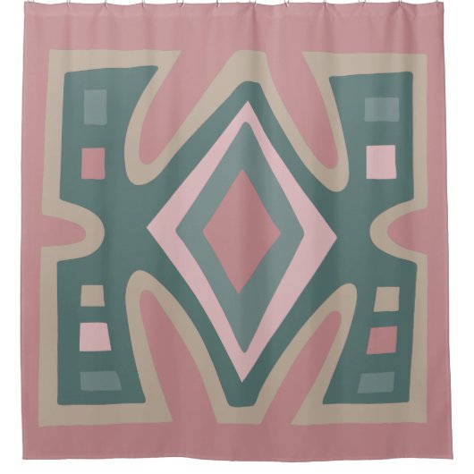 アフリカ幾何学ボヘミアンデザイン シャワーカーテン (正面)