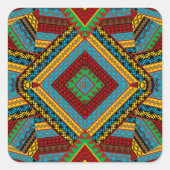 アフリカ幾何学模様の正方形ステッカー スクエアシール (正面)