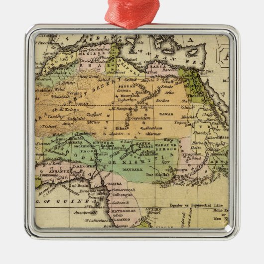 アフリカ手の着色された地図書の地図 メタルオーナメント (正面)