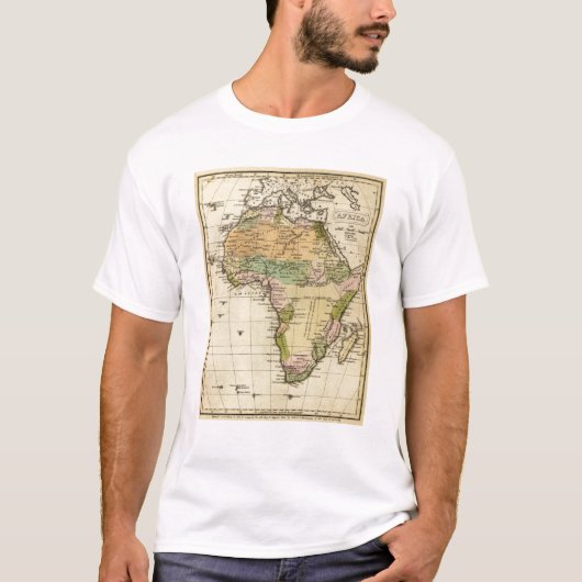 アフリカ手の着色された地図書の地図 Tシャツ (正面)