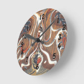 アフリカ抽象アートプリント ラウンド壁時計 (傾斜)