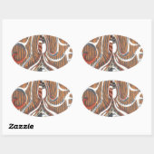 アフリカ抽象芸術アートプリント 楕円形シール (シート)