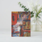 アフリカ抽象芸術アート – 正方形&円 ポストカード (スタンド正面)