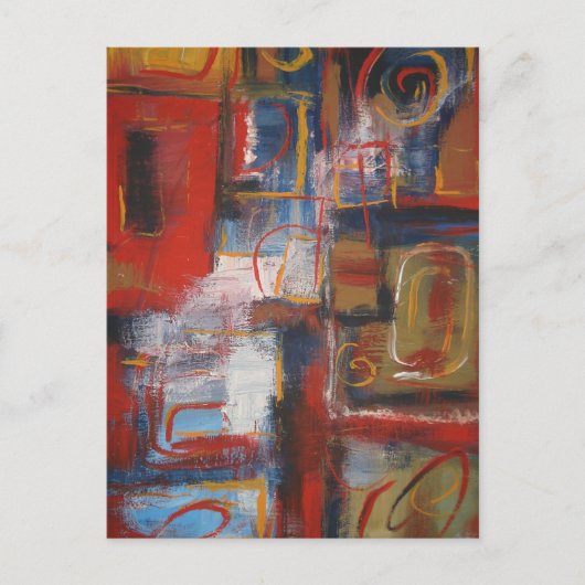 アフリカ抽象芸術アート – 正方形&円 ポストカード (正面)