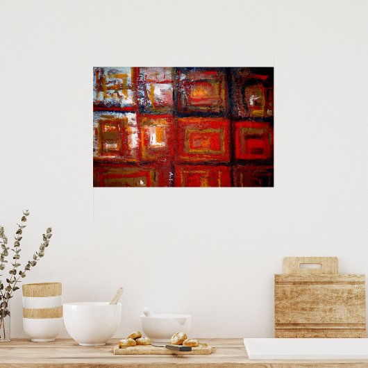 アフリカ抽象芸術ス絵画クエアのプリントポスター ポスター (キッチン)