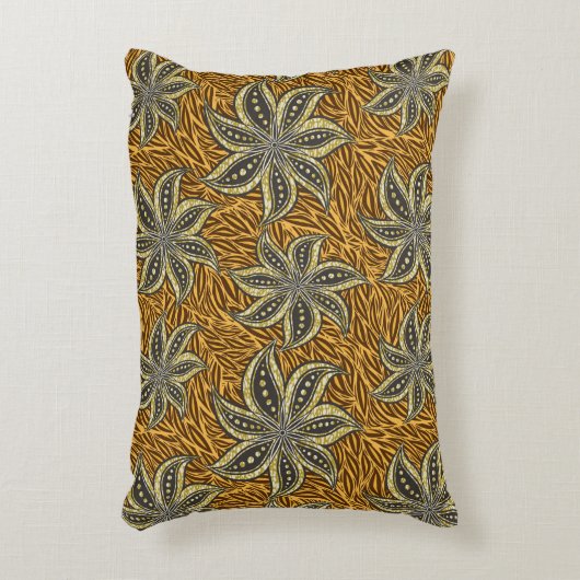 アフリカ抽象芸術フローラろうけつ染めスタイル アクセントクッション (正面(垂直))