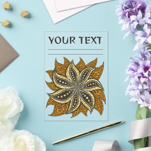 アフリカ抽象芸術フローラろうけつ染めスタイル アクリル招待状 (インサイチュ (ウェディング))