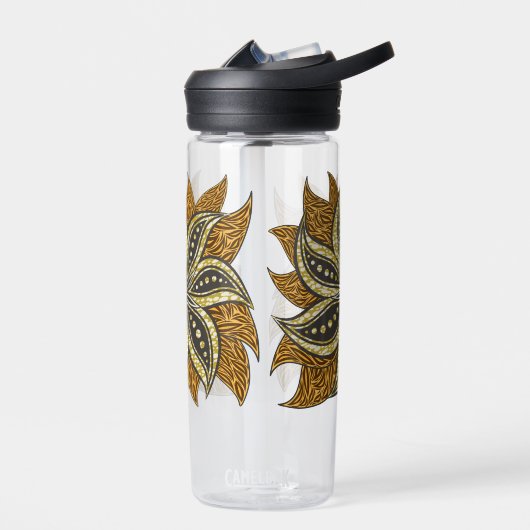 アフリカ抽象芸術フローラろうけつ染めスタイル ウォーターボトル (左面)