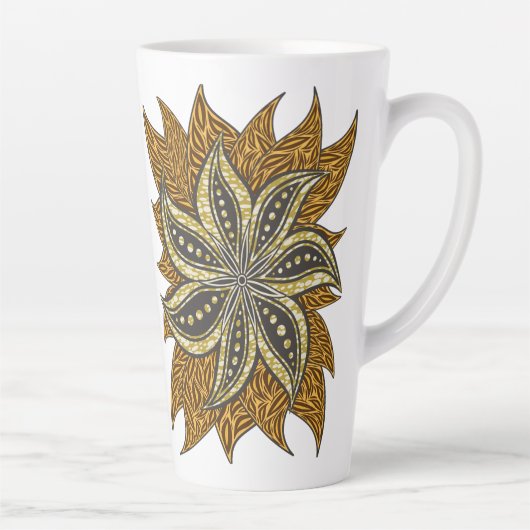 アフリカ抽象芸術フローラろうけつ染めスタイル カフェラテマグ (右)