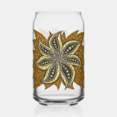 アフリカ抽象芸術フローラろうけつ染めスタイル ガラス缶 (正面)