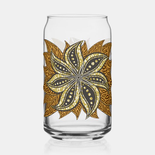 アフリカ抽象芸術フローラろうけつ染めスタイル ガラス缶 (裏面)