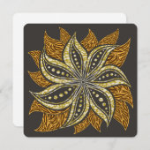 アフリカ抽象芸術フローラろうけつ染めスタイル サンキューカード (正面/裏面)