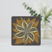 アフリカ抽象芸術フローラろうけつ染めスタイル サンキューカード (スタンド正面)