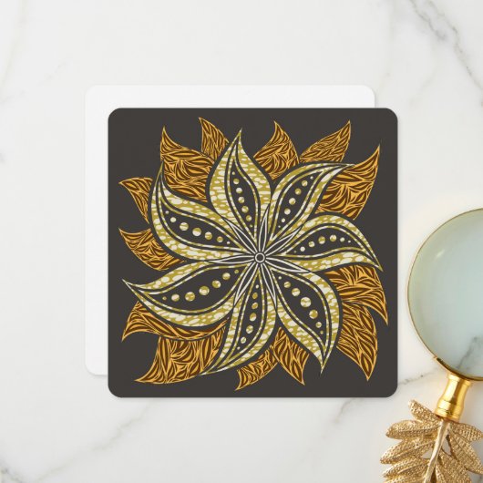 アフリカ抽象芸術フローラろうけつ染めスタイル サンキューカード (正面/裏面インサイチュ)