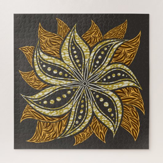 アフリカ抽象芸術フローラろうけつ染めスタイル ジグソーパズル (縦)