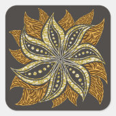 アフリカ抽象芸術フローラろうけつ染めスタイル スクエアシール (正面)