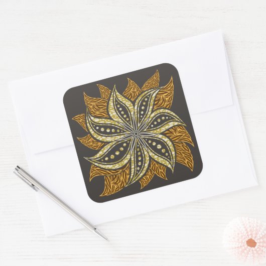 アフリカ抽象芸術フローラろうけつ染めスタイル スクエアシール (封筒)