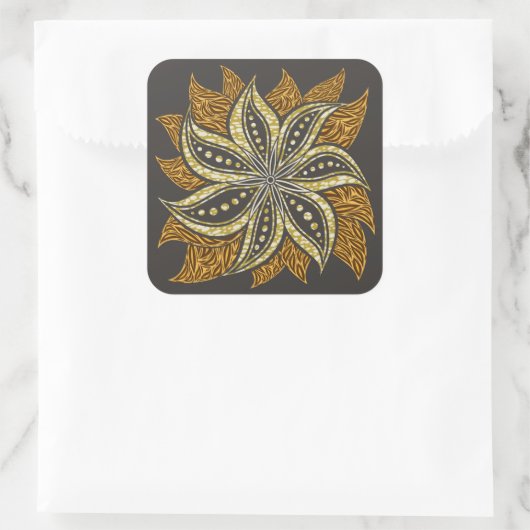 アフリカ抽象芸術フローラろうけつ染めスタイル スクエアシール (バッグ)