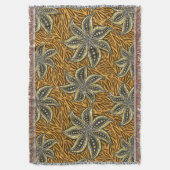アフリカ抽象芸術フローラろうけつ染めスタイル スローブランケット (正面縦)