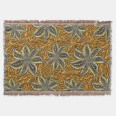 アフリカ抽象芸術フローラろうけつ染めスタイル スローブランケット (正面)