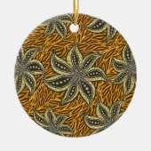 アフリカ抽象芸術フローラろうけつ染めスタイル セラミックオーナメント (正面)