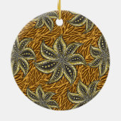 アフリカ抽象芸術フローラろうけつ染めスタイル セラミックオーナメント (裏面)