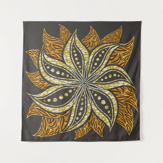 アフリカ抽象芸術フローラろうけつ染めスタイル タペストリー (正面)