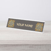 アフリカ抽象芸術フローラろうけつ染めスタイル デスクネームプレート (正面)