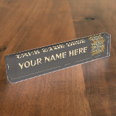 アフリカ抽象芸術フローラろうけつ染めスタイル デスクネームプレート (側面)