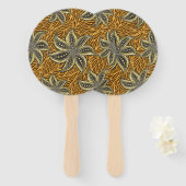 アフリカ抽象芸術フローラろうけつ染めスタイル ハンドファン (正面&裏面)