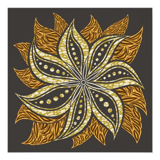 アフリカ抽象芸術フローラろうけつ染めスタイル フォトプリント            (正面)