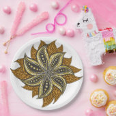 アフリカ抽象芸術フローラろうけつ染めスタイル ペーパープレート (パーティー)