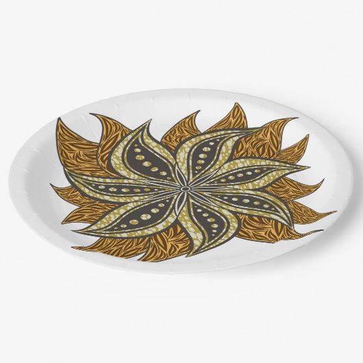 アフリカ抽象芸術フローラろうけつ染めスタイル ペーパープレート (アングル)