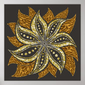 アフリカ抽象芸術フローラろうけつ染めスタイル ポスター (正面)