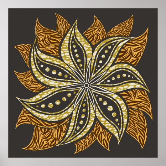 アフリカ抽象芸術フローラろうけつ染めスタイル ポスター (正面)