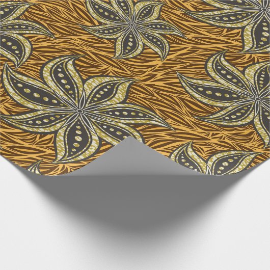 アフリカ抽象芸術フローラろうけつ染めスタイル ラッピングペーパー (角)