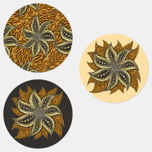 アフリカ抽象芸術フローラろうけつ染めスタイル ラベル (グループ)