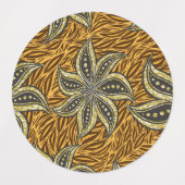 アフリカ抽象芸術フローラろうけつ染めスタイル ラベル (デザイン1)