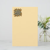 アフリカ抽象芸術フローラろうけつ染めスタイル 便箋 (スタンド正面)